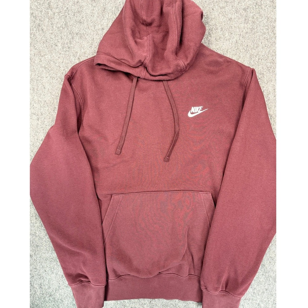 Nike Sportswear Club Fleece Hoodie Maroon Burgundy Mens Size Medium BV2654-638